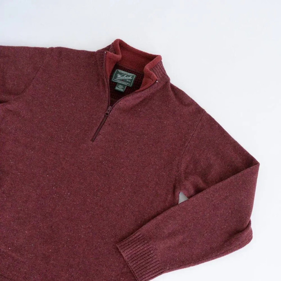 Woolrich Vintage 70% Wool Maroon Half Zip Pullover Sweater Medium - Picture 9 of 10